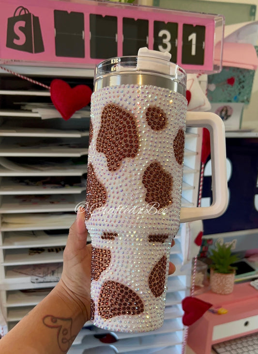 Rhinestone Cow Print 40oz Tumbler