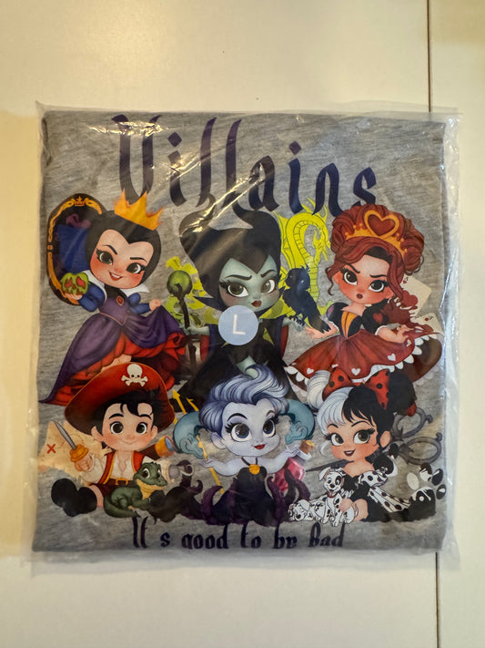 LARGE  SHIRT villains good 2 be bad