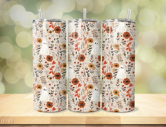 Fall boho floral ghosty 20oz tumbler