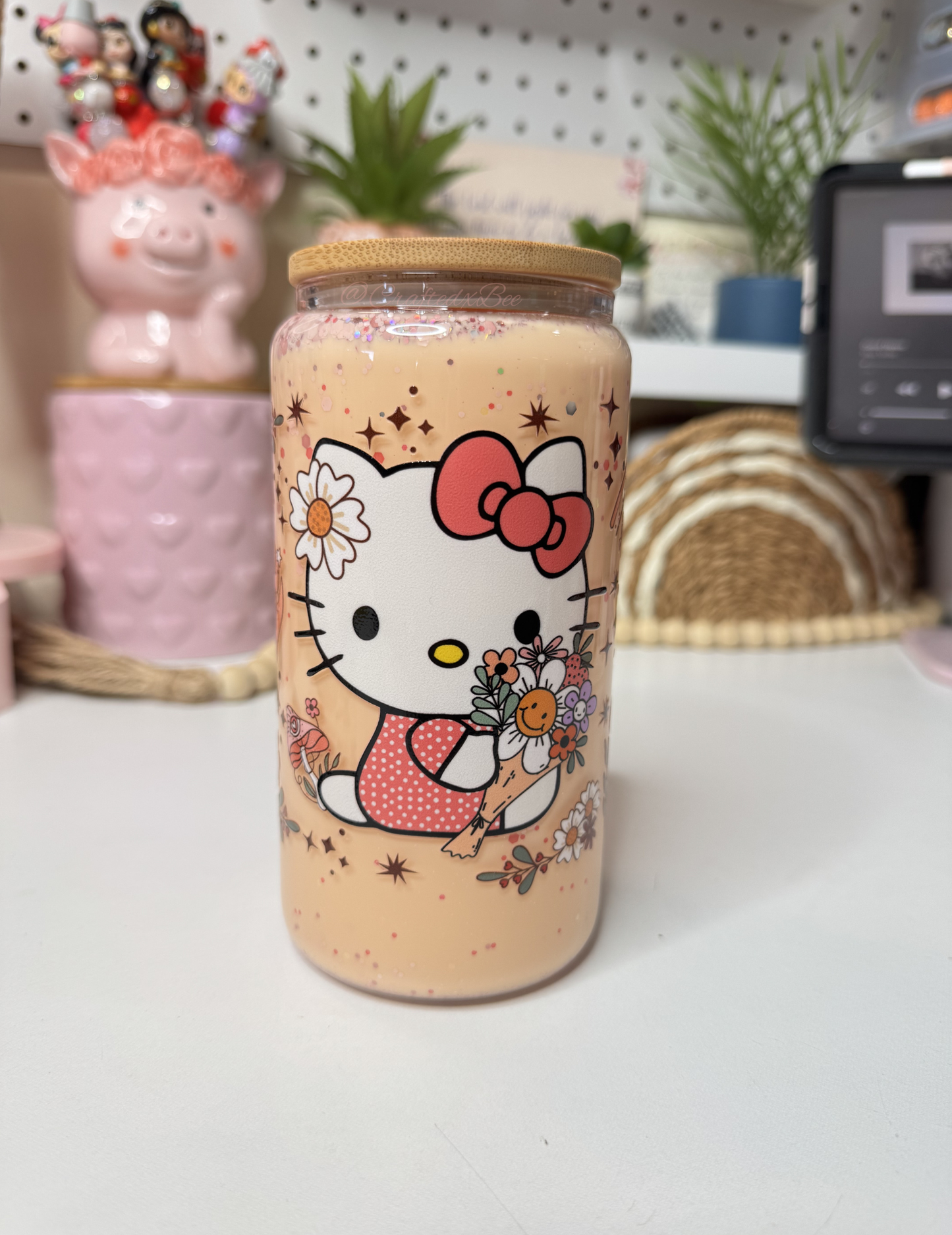 Kitty Snowglobe Glass Can