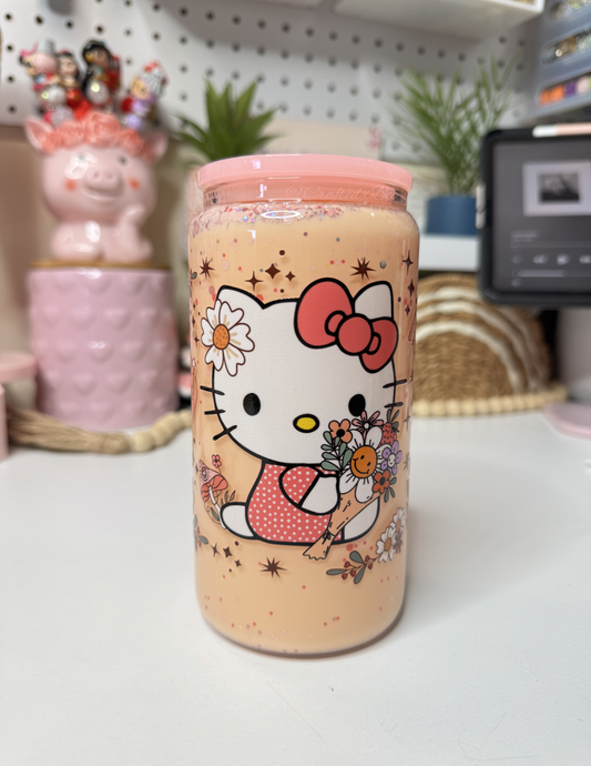 Kitty Snowglobe Glass Can